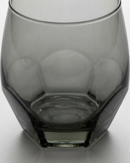 Thwgd Six-Facet Base Stemless Wine Glass 16 oz Smoke Gray - Detail view