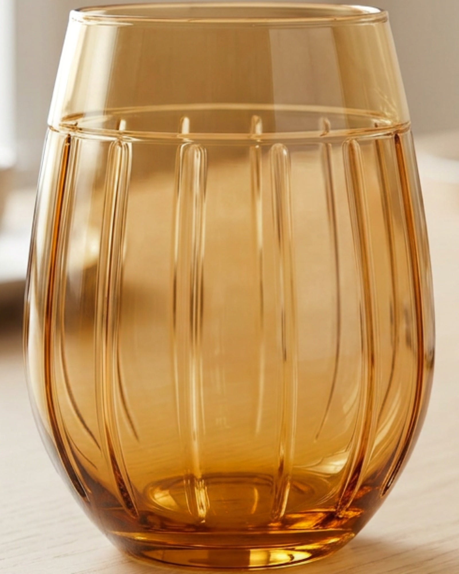 Thwgd Twelve-Rib Optic Stemless Wine Glass 15 oz Amber - Lifestyle view